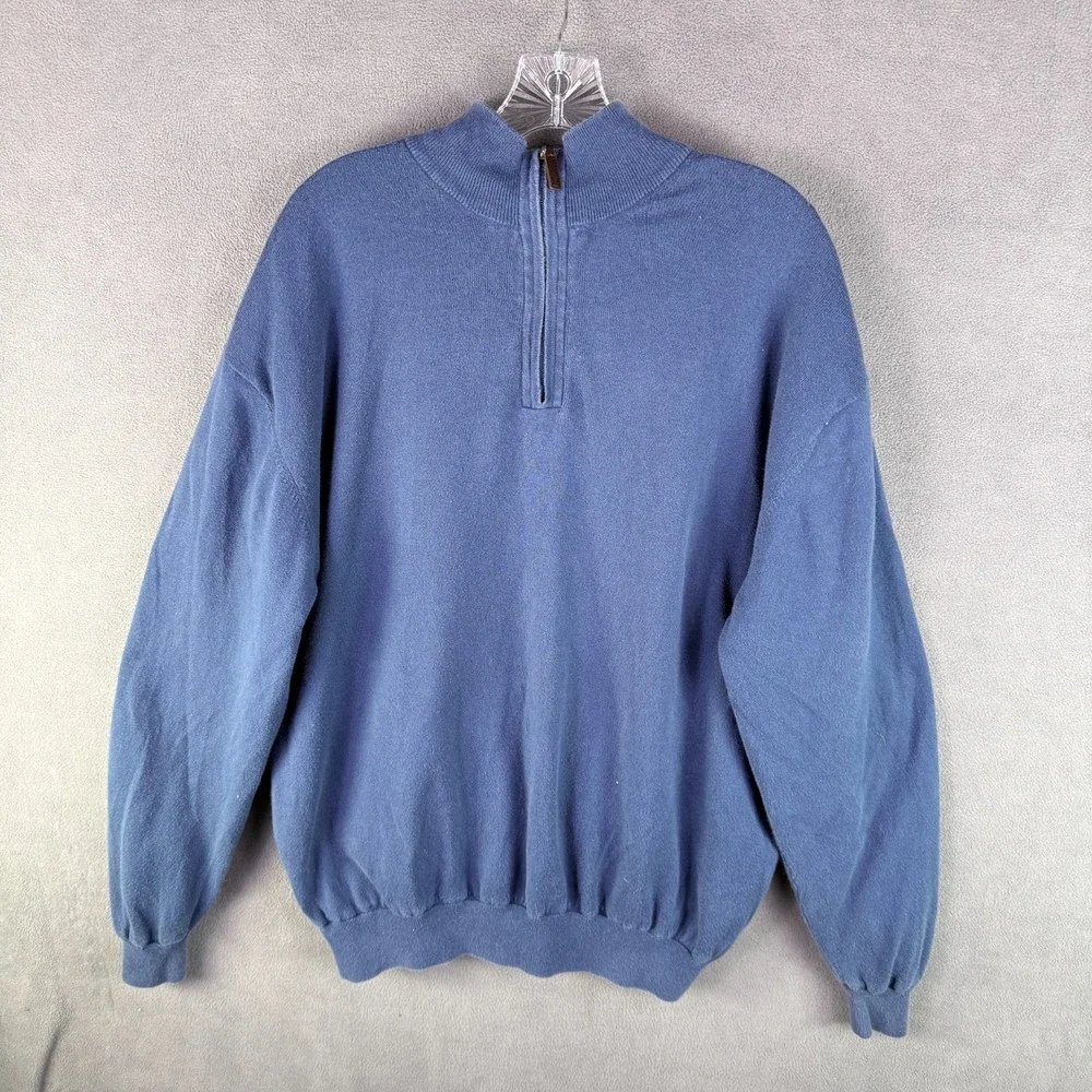 PING‎ Mens Golf Sweater 1/4 Zip Size XL Blue Preppy Money Performance
